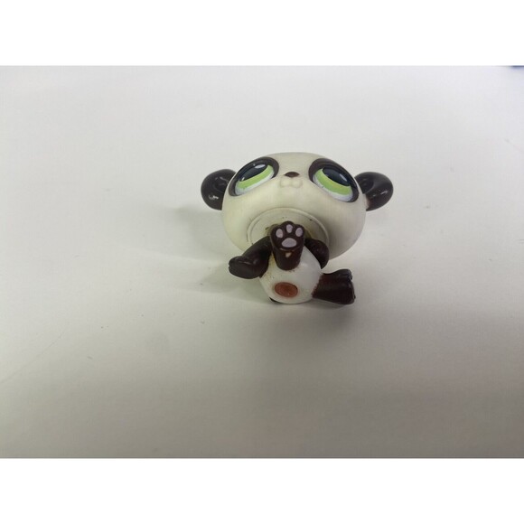 Littlest Pet Shop LPS 176 White Brown Panda Bear Green Eyes Figure Toy Hasbro - Picture 6 of 7